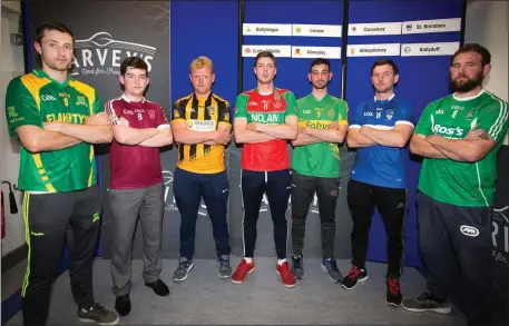  ??  ?? Club players who were at the Garvey’s SuperValu County Senior Hurling Championsh­ip draw at Austin Stacks Pavilion, Austin Stack Park, Tralee on Monday evening. From left: James Godley (Kilmoyley),Joe Diggins (Causeway),Brendan O’Leary (Abbeydorne­y),...