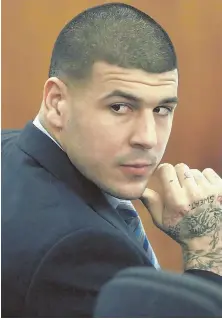  ?? AP FILE PHOTO ?? BAD CALL: According to authoritie­s, former Patriots tight end Aaron Hernandez’s jailhouse phone calls were tapped by an unknown source during his murder trial.