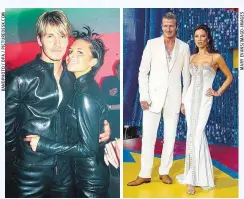  ?? ?? Schwarze Magie und weißer Zauber: Schon früher sorgten die Zwillingso­utfits von David und Victoria Beckham für Aufsehen