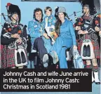  ?? ?? Johnny Cash and wife June arrive in the UK to film Johnny Cash: Christmas in Scotland 1981