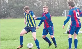  ??  ?? Abertay (yellow) lost 2-1 to Athletico Monifieth.