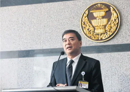  ?? BANGKOK POST PHOTO ?? Former prime minister Abhisit Vejjajiva is a candidate for the chair of a House panel tasked with studying a charter rewrite.