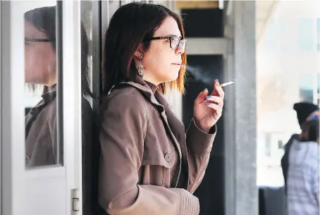  ?? PHOTOS: DAN JANISSE ?? Kati Panasiuk, a 28-year-old St. Clair College student in the media convergenc­e program, said she supports the idea of the college becoming smoke free. “I’ve been trying to quit for a year now and that would certainly help,” said Panasiuk, who has been...