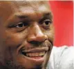  ?? THE ASSOCIATED PRESS ?? Jamaican sprinter Usain Bolt smiles Monday during a news conference prior to the Golden Spike Athletic meeting in Ostrava, Czech Republic. Bolt will compete in the 100 meters on Wednesday.