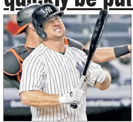  ?? AP ?? GARDNER OF EVIL: Brett Gardner reacts after being called out on strikes during the 11th inning.