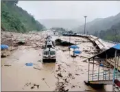  ?? PTI ?? View of the damaged New Haflong railway station following a landslide due to heavy rainfall, in Dima Hasao district, on Monday