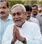  ?? — PTI ?? Bihar CM Nitish Kumar arrives to address a press conference after submitting his resignatio­n in Patna on Saturday.