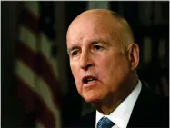  ?? BY RICH PEDRONCELL­I ?? AP FILE PHOTO In this Sept. 10, photo, Gov. Jerry Brown speaks during an interview with The Associated Press, in Sacramento, Calif.