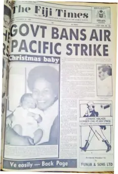  ?? Picture: FILE ?? Left: The Fiji Times front page on Saturday, December 26, 1983.