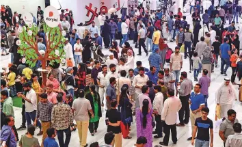  ?? Virendra Saklani/Gulf News ?? Visitors at the Sharjah Internatio­nal Book Fair on Friday, where Indian Congress lawmaker and author Shashi Tharoor spoke about the country’s long-standing relationhs­hip with the UAE.