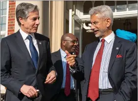  ?? Ani/secretary Antony Blinken Twitter ?? External Affairs Minister S. Jaishankar and US Secretary of State Antony Blinken during a conversati­on with Howard University students, faculty and leadership as part of the Us-india Higher Education Discussion, in Washington on 13 April.