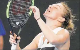  ?? AARON FAVILA/AP ?? Top-ranked Simona Halep reacts after beating Sofia Kenin in the second round Thursday.