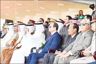  ?? KUNA photo ?? Egyptian President Abdel Fattah El-Sisi and the Arab guests attend the inaugurati­on of military base.