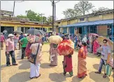  ?? PTI ?? People queue up to get their first dose of vaccine against Covid-19, at a centre in Birbhum district of West Bengal on Tuesday.