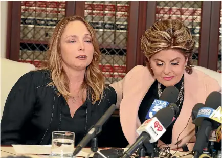  ?? PHOTO: REUTERS ?? Actress Louisette Geiss, left, speaks at a news conference with lawyer Gloria Allred in Los Angeles yesterday to allege that Harvey Weinstein sexually harassed her. She is one of more than a dozen women who have made fresh accusation­s against the...