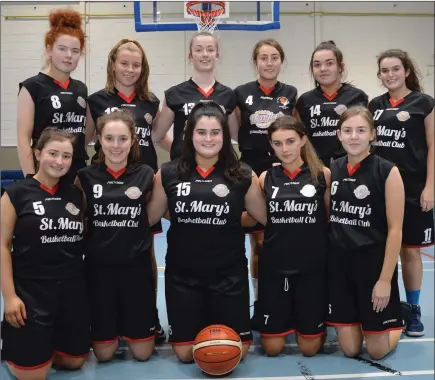  ??  ?? The St. Mary’s U-18 girls who lost out for a place in the National Cup quarter-finals by a single basket at the weekend