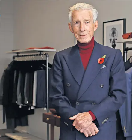  ??  ?? Tailor-made: Edward Sexton still cuts a dash on Savile Row, the street he has returned to after 20 years