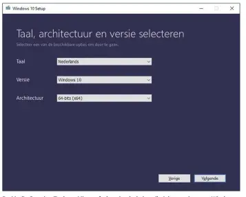  ??  ?? De Media Creation Tool van Microsoft downloadt de installati­ebestanden voor Windows 10 Home, Pro en Education en vervaardig­t vervolgens een bootable usb-stick.