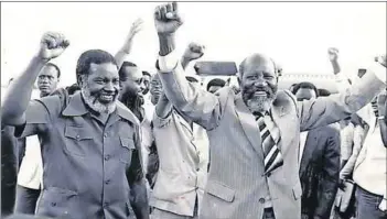  ??  ?? Liberation leaders: Andimba Toivo ya Toivo (right) with former president Sam Nujoma. Photo: Swapo Party Archive and Research Centre