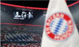  ?? Hoffenheim. Photograph: Sebastian Widmann/Getty Images ?? Tributes to Franz Beckenbaue­r were displayed on the big screen before the game against