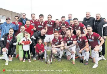  ??  ?? South Shields celebrate with the Evo-Stik North League trophy