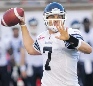  ?? PAUL CHIASSON/ THE CANADIAN PRESS FILES ?? The Redblacks signed former Argo Trevor Harris on Tuesday. He’ll be Ottawa’s No. 2 QB behind veteran Henry Burris this season, but could take over from Burris in 2017.