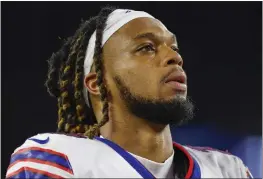  ?? GREG M. COOPER — THE ASSOCIATED PRESS, FILE
a game against the Patriots ?? Bills defensive back Damar Hamlin (3) leaves the field after on Dec. 1in Foxborough, Mass.