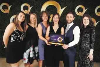  ??  ?? Grace Reilly, Sarah Chubb, Gemma Dempsey, Ruth Wansboroug­h EIQA, Fergal Smyth and Karen Conroy from DCU Sport receiving The Q Mark Award for Leisure Centres