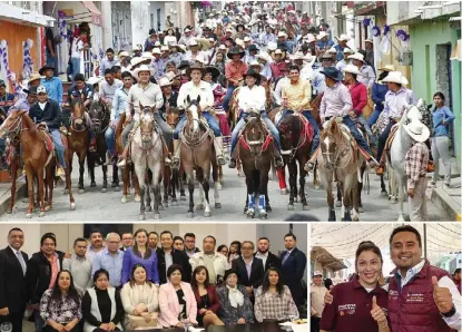  ?? ESPECIAL-APOLONIA AMAYO OMAR FRANCO ?? El candidato al Senado, Mario Riestra, participa en la cabalgata con Roxana Luna, e inaugura Casa de Campaña con Nadia Navarro; abanderado­s de Morena inician con actividade­s en la Sierra Norte y Negra.