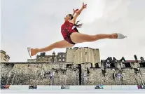  ??  ?? Tough times: Medal-winning GB junior figure skater Kayla Fry has resorted to training with off-ice skates in car parks because she cannot get access to the rink she normally uses six days a week