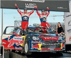  ??  ?? Sebastien Loeb, of France, and Daniel Elena, of Monaco, won the WRC Rally New Zealand last time it was held , in 2012.