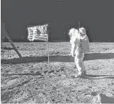  ?? NASA ?? Astronaut Edwin E. “Buzz” Aldrin Jr. salutes the U.S. flag on the surface of the moon during the Apollo 11 lunar mission on July 20, 1969.