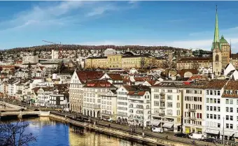  ?? FOTO: NEVERLEAVE­THECLOUDS ?? Sonniges Zürich: Blick auf die, wie die Zürcher sagen, rechte Seite der Limmat.