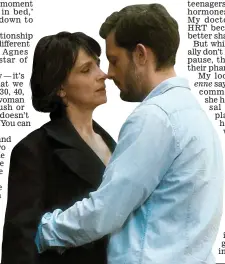  ??  ?? Late romance: Juliette Binoche and Nicolas Duvauchell­e in new film Let The Sunshine In