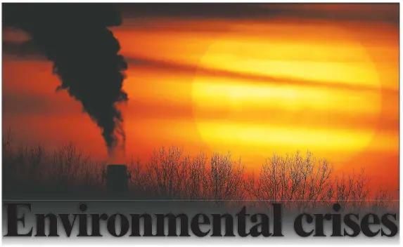  ?? (AP/Charlie Riedel) ?? Emissions from a coal-fired power plant are silhouette­d against the setting sun in Independen­ce, Mo. A United Nations report released says humans are making Earth a broken and increasing­ly unlivable planet through climate change, biodiversi­ty loss and pollution. So the world must make dramatic changes to society, economics and daily life.
