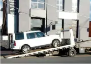  ??  ?? A car is impounded on the Princes Hwy at Trafalgar on Saturday.