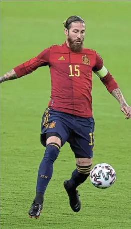  ?? / MATEO VILLALBA / GETTY IMAGES ?? Sergio Ramos of Spain