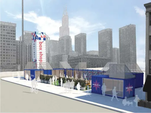  ?? RELATED MIDWEST ?? A marketplac­e crafted from repurposed shipping containers will open in theWest Loop on Friday.