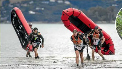  ?? DAVID WALKER/STUFF ?? There was no rest after the 7km pack-rafting race from Diamond Harbour to Governors Bay, with teams heading for a 10km trek over the Port Hills. The first leg of the race was 66km long and included several types of sport.