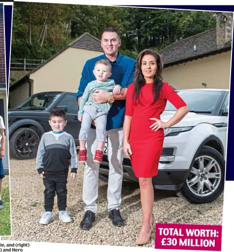  ??  ?? Life lessons: Kim and Andy Leamon with Olivia and Freddie, and (right) millionair­es Matt and Moniqe Fiddes with sons Zack (left) and Hero TOTAL WORTH: £30 MILLION