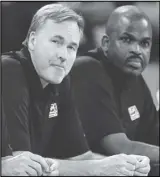  ?? Associated Press ?? EXPERIENCE In this Aug. 10 2008, file photo, United States assistant coaches Mike D’Antoni, left, and Nate McMillan watch during a men’s basketball game at the Beijing 2008 Olympics in Beijing.