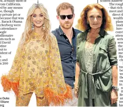  ??  ?? Camp mates: Katy Perry, the Duke of Sussex and Diane von Furstenber­g