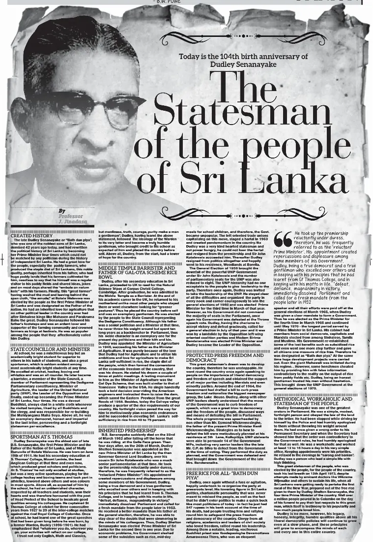 StatTehsme­an of the people of Sri Lanka PressReader