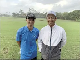  ??  ?? Chris Shimomura (left) has been working with former Vulcans teammate Chris Armanini (right), a teaching pro at Kaanapali.