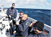  ??  ?? Survivor: Susie Goodall, the youngest competitor, was in fourth place in the in the Golden Globe round-theworld race when she was hit by a storm. She was rescued on Friday. Above, Nigel King and some fellow crew members on his ill-fated Jules Verne race in 2003