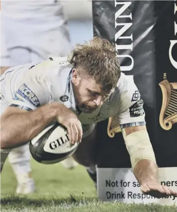  ??  ?? 0 Callum Gibbins was one of the Glasgow try scorers in Friday night’s 29-26 victory over Cheetahs.