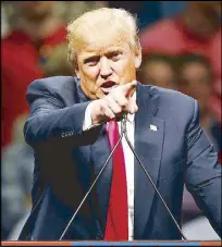  ?? AP ?? Republican presidenti­al candidate Donald Trump campaigns at a rally in Oklahoma City Friday.