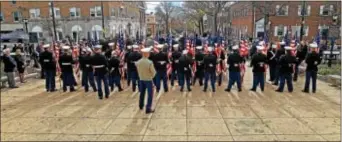  ?? TOM KELLY IV — DAILY TIMES ?? A group of Sun Valley High School Marine Corps JROTC members hold their flags during the 56th annual Delaware County Veterans Day Parade in Media on Wednesday morning.