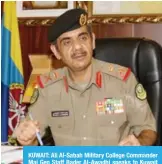  ??  ?? KUWAIT: Ali Al-Sabah Military College Commander Maj Gen Staff Bader Al-Awadhi speaks to Kuwait Times. — Photos by Joseph Shagra