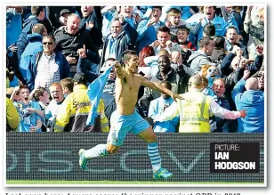  ??  ?? PICTURE: IAN HODGSON
Last-gasp hero: Aguero scores the winner against QPR in 2012